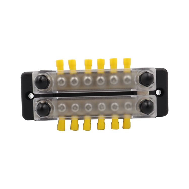 CP-3114 1 Pair 150A 12-48V RV Yacht Double-row 6-way Busbar with 32pcs Terminals, CP-3114