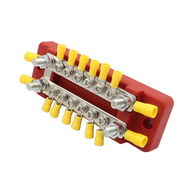 CP-3114 1 Pair 150A 12-48V RV Yacht Double-row 6-way Busbar with 32pcs Terminals, CP-3114