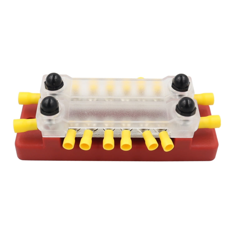 CP-3114 1 Pair 150A 12-48V RV Yacht Double-row 6-way Busbar with 32pcs Terminals, CP-3114