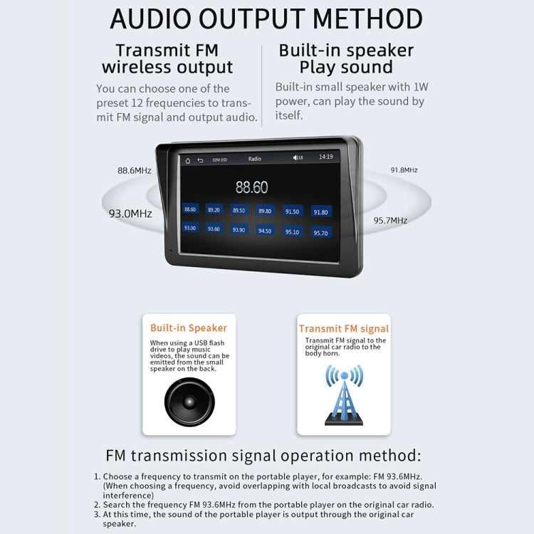 B5300A 7 inch Wireless CarPlay Car Bluetooth MP5 Player, Support Mobile Phone Interconnection, B5300A