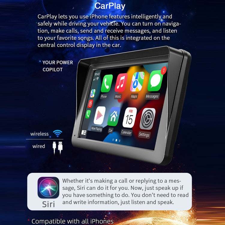 B5300A 7 inch Wireless CarPlay Car Bluetooth MP5 Player, Support Mobile Phone Interconnection, B5300A