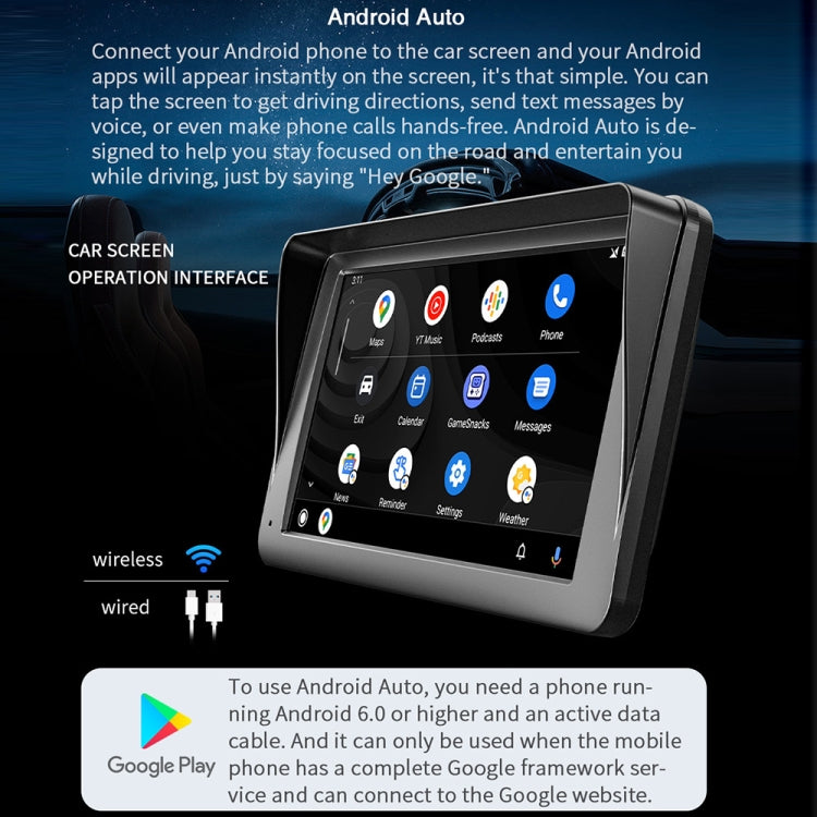 B5300A 7 inch Wireless CarPlay Car Bluetooth MP5 Player, Support Mobile Phone Interconnection, B5300A