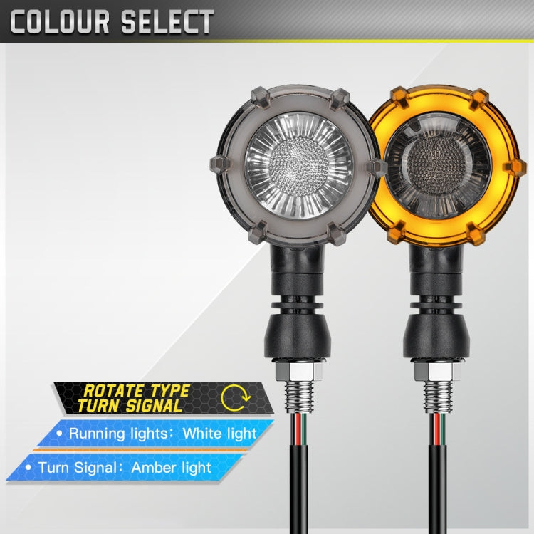 1 Pair Motorcycles Universal Rotating LED Dual-color Flow Turn Signal Light