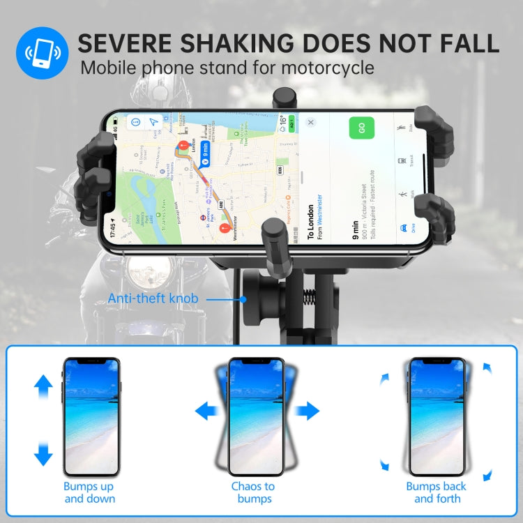 WUPP CS-1848B1 15W Motorcycle Wireless Fast Charging Phone Navigation Holder, Rearview Mirror Type