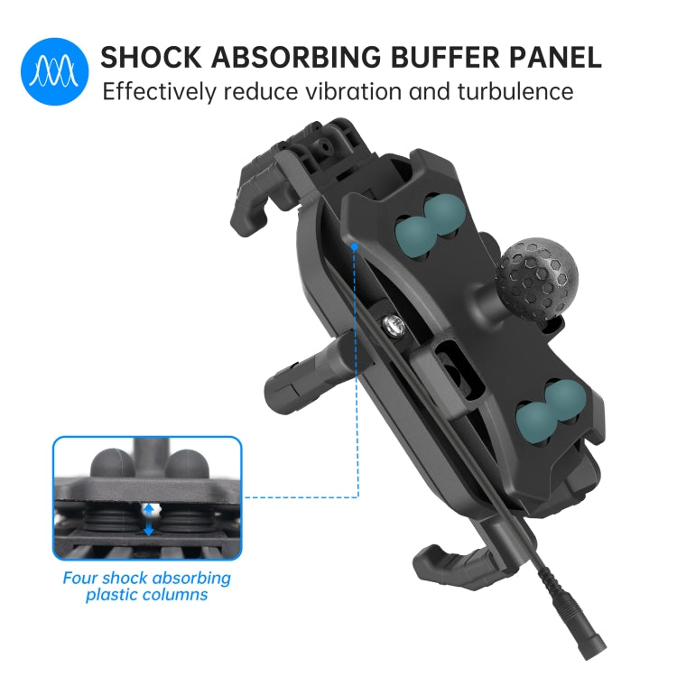 WUPP ZH-1848B1 15W Motorcycle Wireless Fast Charging Phone Navigation Holder, M8 Ball Joint, M10 Ball Joint
