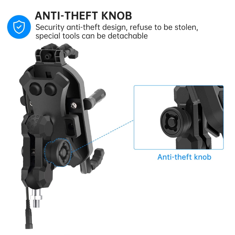 WUPP ZH-1848B1 15W Motorcycle Wireless Fast Charging Phone Navigation Holder, M8 Ball Joint, M10 Ball Joint