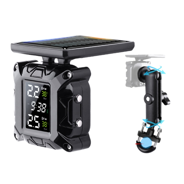 M9 Color Screen Motorcycle Solar Wireless Tire Pressure Monitor, With Handbar Mount, With Rear Mirror Screw Mount, With Rear Mirror Bolt Mount, With M10 Fixed Mount