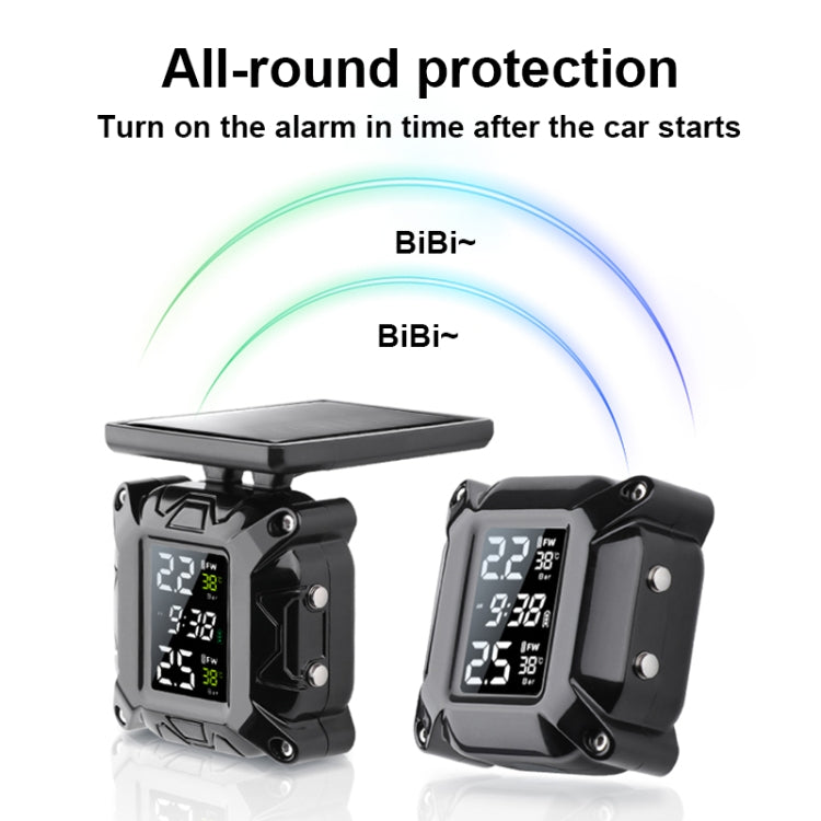 M9 Color Screen Motorcycle Solar Wireless Tire Pressure Monitor, With Handbar Mount, With Rear Mirror Screw Mount, With Rear Mirror Bolt Mount, With M10 Fixed Mount