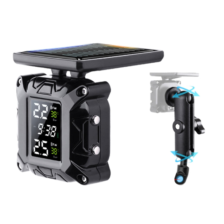 M9 Color Screen Motorcycle Solar Wireless Tire Pressure Monitor, With Handbar Mount, With Rear Mirror Screw Mount, With Rear Mirror Bolt Mount, With M10 Fixed Mount