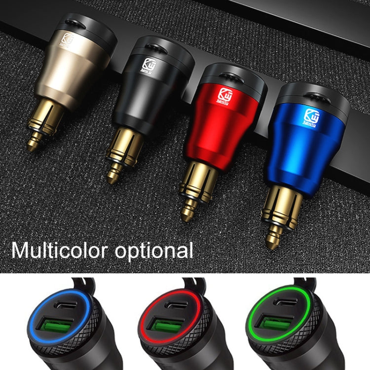 Motorcycle European-style Small-caliber Aluminum Alloy QC 3.0 + PD Fast Charge USB Charger, Red