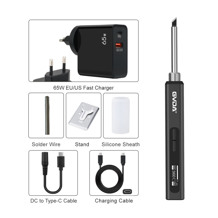 GVDA GD300 Intelligent Internal Heating Digital Display Constant Temperature Maintenance Electric Soldering Iron, with 65W Charger, with Stand Set, with 4 Tips, with 65W Charger + Stand Set, with 65W Charger + 4 Tips, with 4 Tips + Stand Set           ...