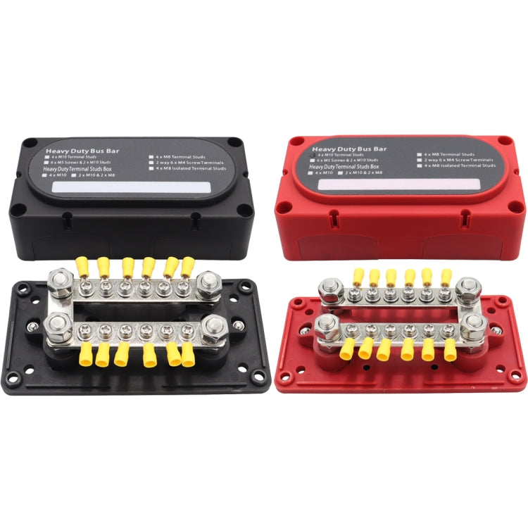 1 Pair 300A 12-48V RV Yacht Modified Double Row 12-way M6 Terminal Busbar with 24pcs Terminals