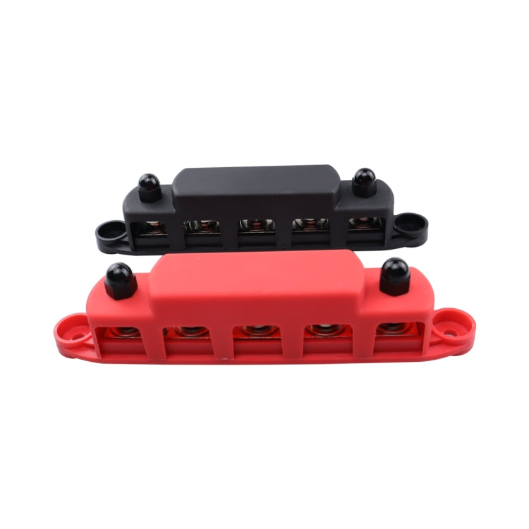 1 Pair RV Yacht M8 Single Row 5-way Power Distribution Block Busbar with Cover, CP-4123