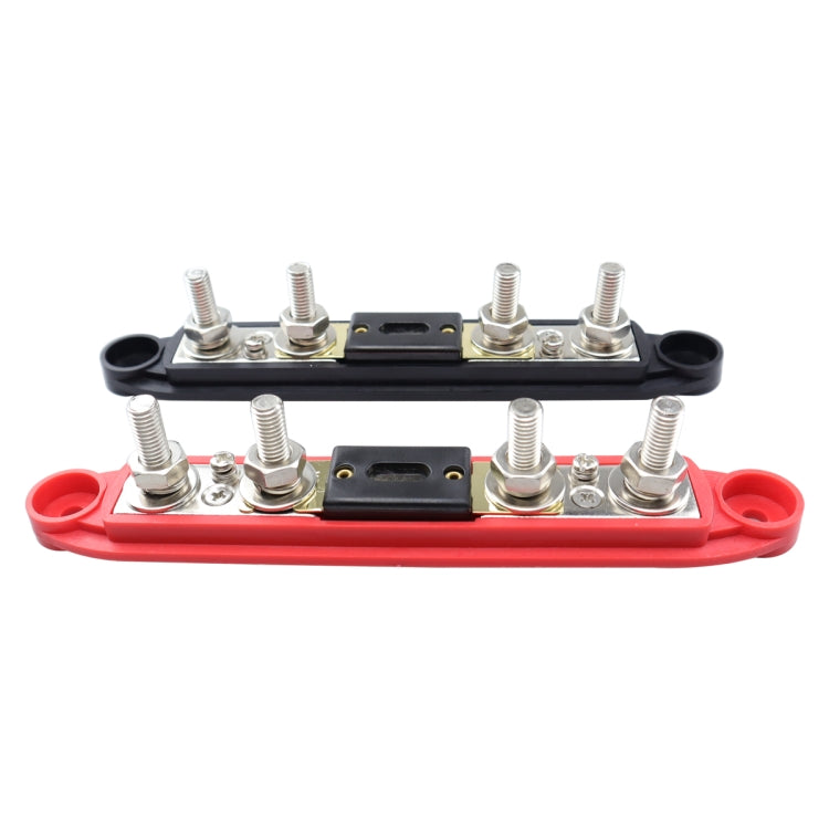 1 Pair RV Yacht M8 Single Row 4-way Power Distribution Block Busbar with Cover with 300A Fuse, CP-4125