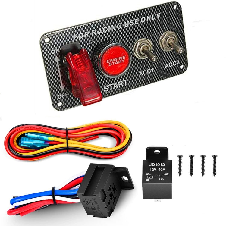12V Car Racing Ignition Switch Panel with Switch & Engine Start Button & Relay Wiring Harness, 5 in 1, 4 in 1, 2 in 1