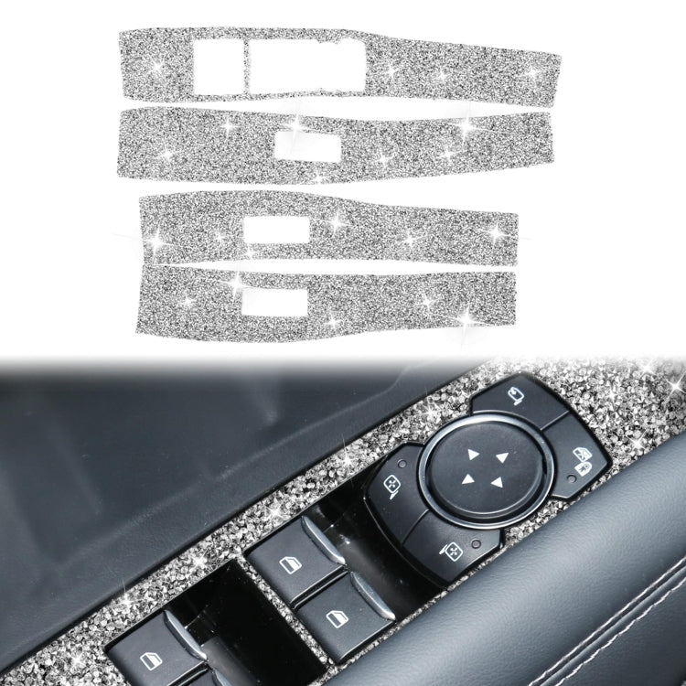 For Ford Mustang Mach E 2021 4 in 1 Car Window Lift Panel Diamond Decorative Sticker, Left Drive, Window Lift Panel
