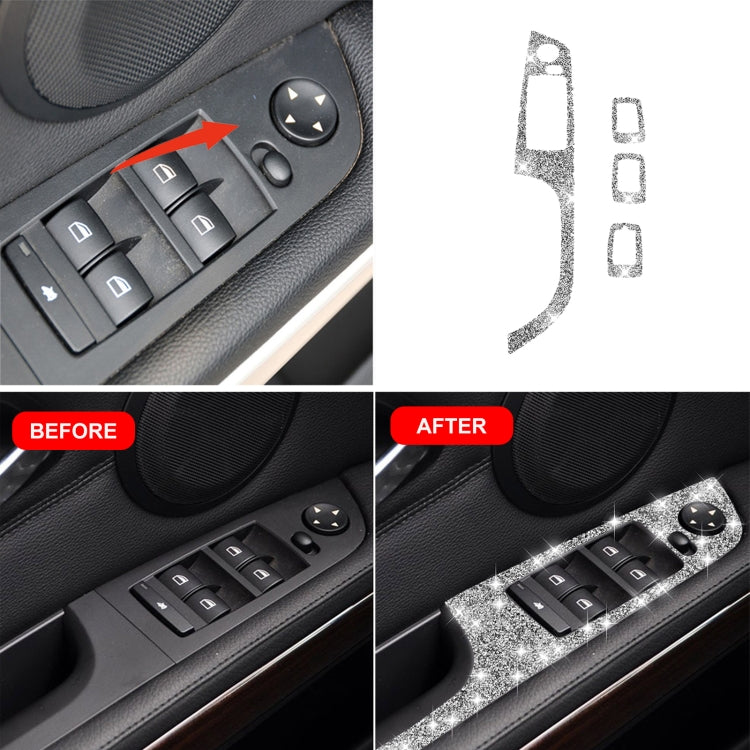 For BMW 3 Series E90 / 320i / 325i 2005-2012 Car Window Lift Panel 35.8cm Diamond Decorative Sticker, Left Drive, Window Lift Panel 35.8cm