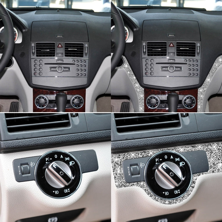 For Mercedes-Benz C-class W204 2007-2010 Car Headlight Frame Diamond Decorative Sticker, Left-hand Drive, Headlight Frame