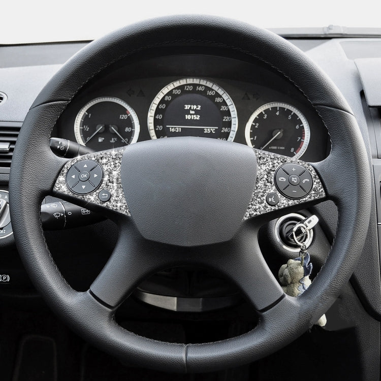 For Mercedes-Benz C-class W204 2007-2010 Car Steering Wheel Buttons Diamond Decorative Sticker, Left and Right Drive, Steering Wheel Buttons