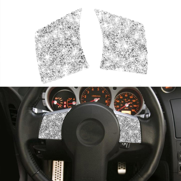 For Nissan 350Z 2003-2009 2pcs Car Steering Wheel Button Frame B Diamond Sticker,Left and Right Drive Universal, Car Steering Wheel Button Frame B