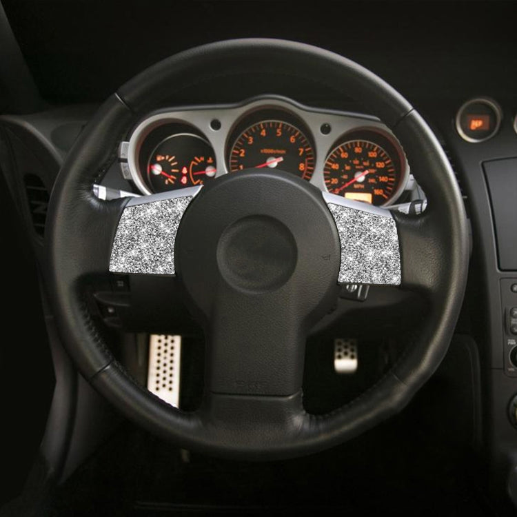 For Nissan 350Z 2003-2009 2pcs Car Steering Wheel Button Frame B Diamond Sticker,Left and Right Drive Universal, Car Steering Wheel Button Frame B