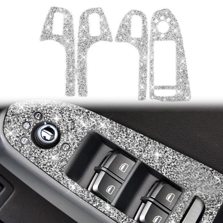 For Audi A4 / A5 / Q5 Car Door Lift Control Panel Diamond Decoration Sticker, Left Drive High Configured, Right Drive High Configured