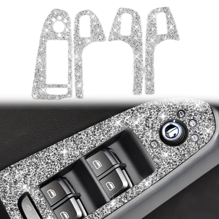 For Audi A4 / A5 / Q5 Car Door Lift Control Panel Diamond Decoration Sticker, Left Drive High Configured, Right Drive High Configured