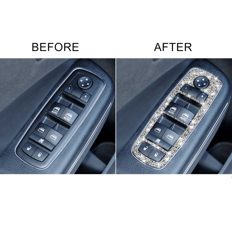 For Dodge Charger 2011-2014 5pcs/Set Car Window Lift Button Diamond Decorative Sticker, Left-hand Drive, Window Lift Button