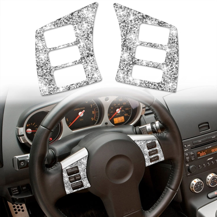 For Nissan 350Z 2006-2009 Car Steering Wheel Button Frame Diamond Sticker,Left and Right Drive Universal, Car Steering Wheel Button Frame