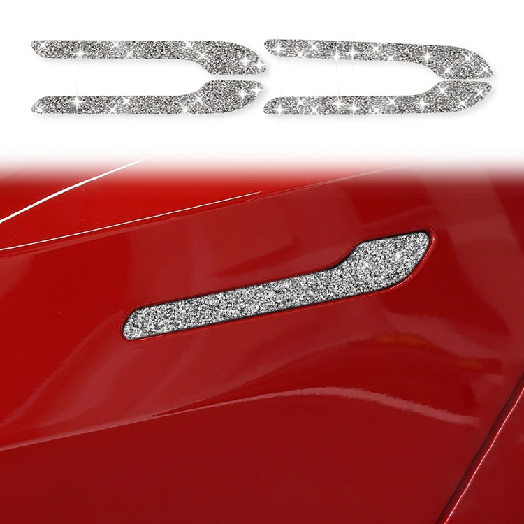 For Tesla Model 3 4pcs Car Outside Handle Diamond Sticker,Left and Right Drive Universal, Car Outside Handle