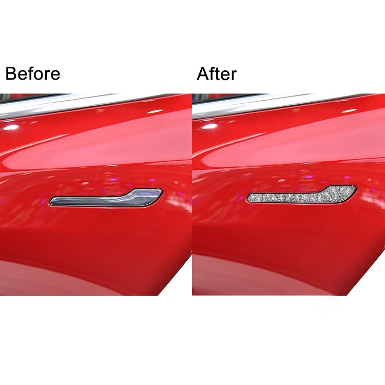For Tesla Model 3 4pcs Car Outside Handle Diamond Sticker,Left and Right Drive Universal, Car Outside Handle