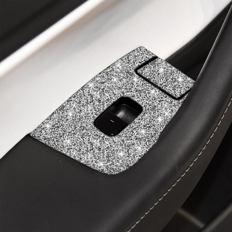 For Tesla Model 3 Car Window Raising Button Diamond Sticker, Left Drive, Car Window Raising Button, Left Drive
