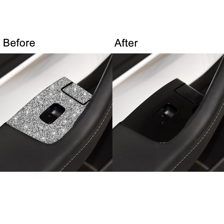 For Tesla Model 3 Car Window Raising Button Diamond Sticker, Left Drive, Car Window Raising Button, Left Drive