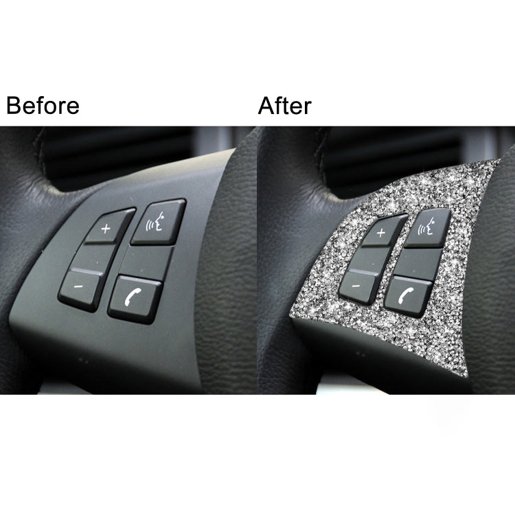 For BMW X5 E70 2008-2013 2pcs Car Steering Wheel Buttons Diamond Decoration Sticker, Steering Wheel Buttons