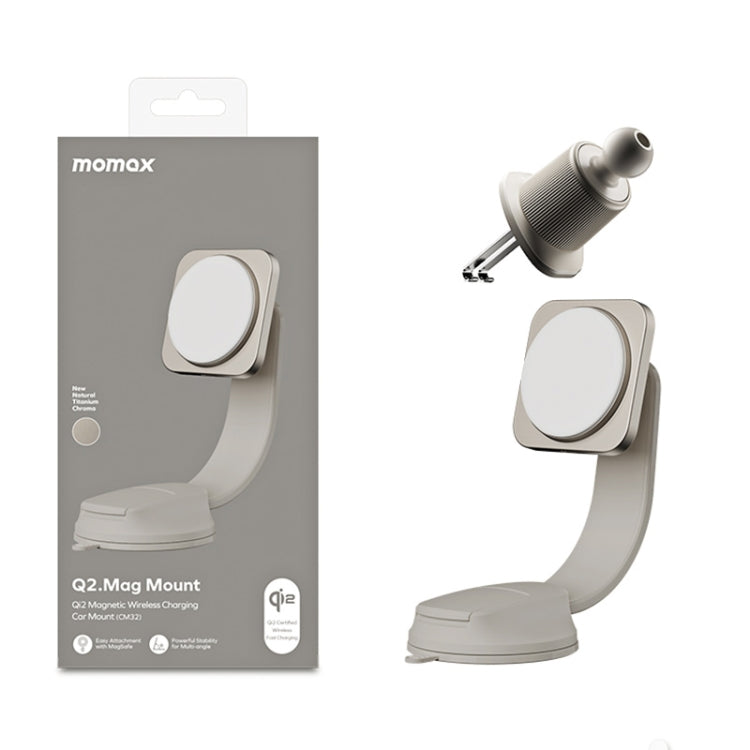 Momax Cm32 Q2 Mag Mount Metal Magnetic Wireless Fast Charging Car Holder, CM32