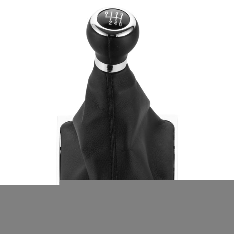 For Volkswagen Passat B6 2005-2011 Car Gear Lever Hand Ball Leather Gear Shift Knob with Chrome Frame, 6 Speed, 5 Speed