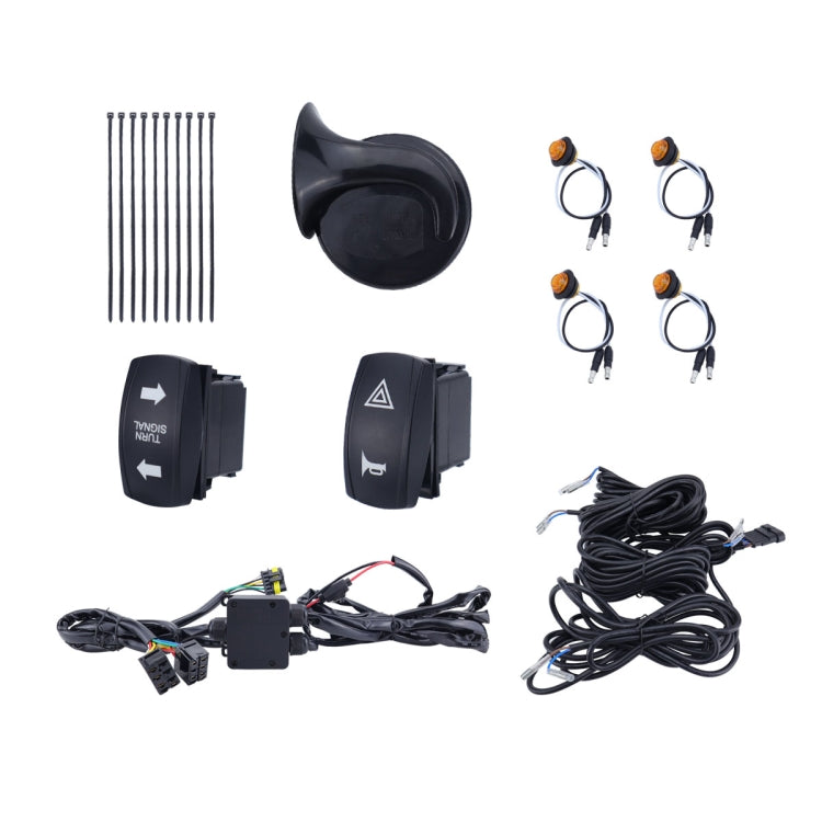 ATV UTV Turn Signal Fault Light Horn Wiring Harness Kit with Rocker Switch, CP-4426