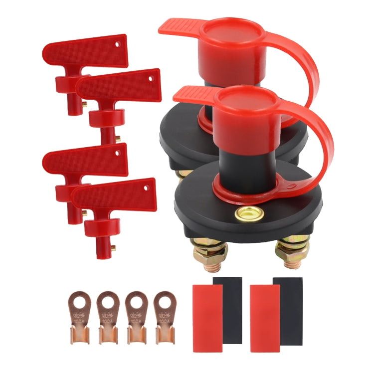Pair Car / Boat Battery Power Off Switch with 100A Terminal, Pair Black Red