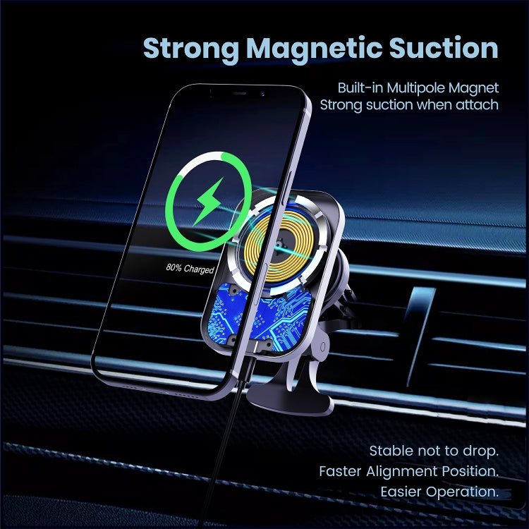 CW12 15W Max QI Standard Magnetic Wireless Charging Car Holder, CW12