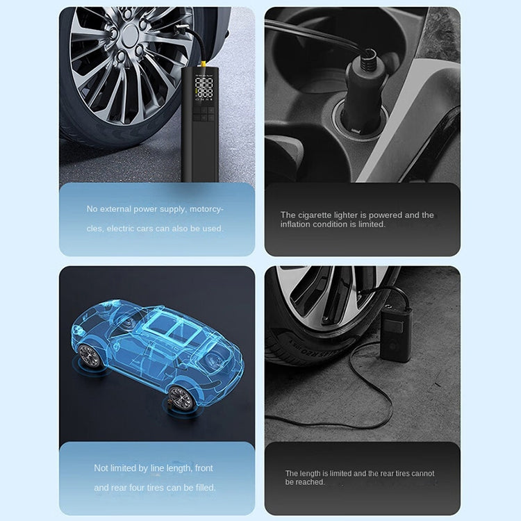 T6 Car Digital Display Portable Smart Electric Wireless Air Pump, T6