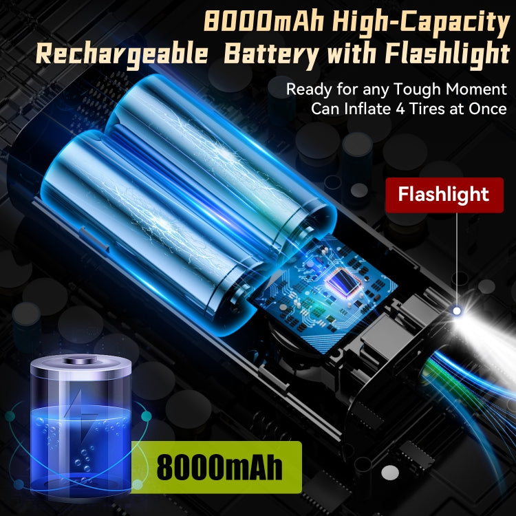 T8 Car Digital Display Portable Smart Electric Wireless Air Pump, T8