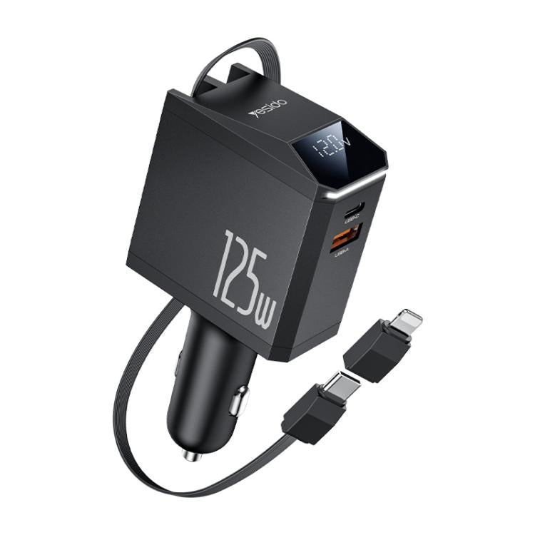 Yesido Y71 125W Type-C + 8 Pin Retractable Cable 3 in 1 Car Charger, Y71