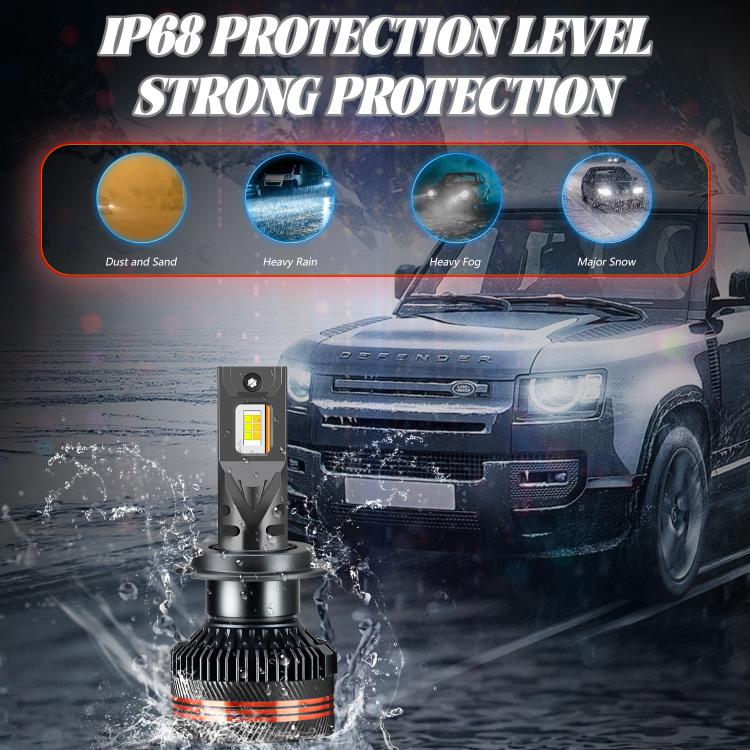 2pcs/Pack 60W 8000LM 6000K Three Color Remote Control Car LED Headlight Bulb, H7