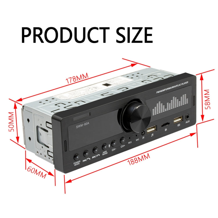 SWM-80A DC12V Car MP3 Support FM/AM &amp; Bluetooth &amp; Mobile Phone Voice Assistant