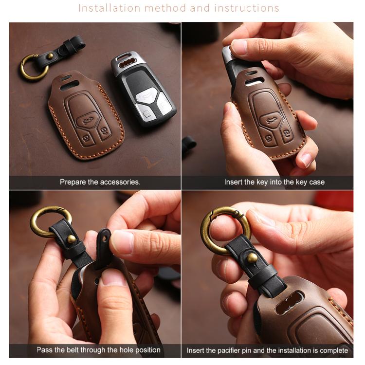 For Hyundai Staria / Sonata 3-button B121 Crazy Horse Cowhide Car Key Protection Cover, For Hyundai Staria 3-button, For Hyundai Staria / Sonata 3-button