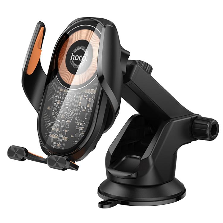 hoco HW34 Blue Whale Car Center Console 3-Axis Linkage Wireless Fast Charging Phone Holder