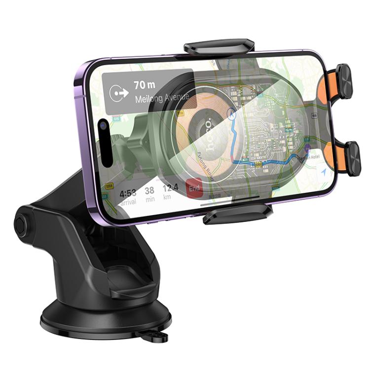 hoco HW34 Blue Whale Car Center Console 3-Axis Linkage Wireless Fast Charging Phone Holder