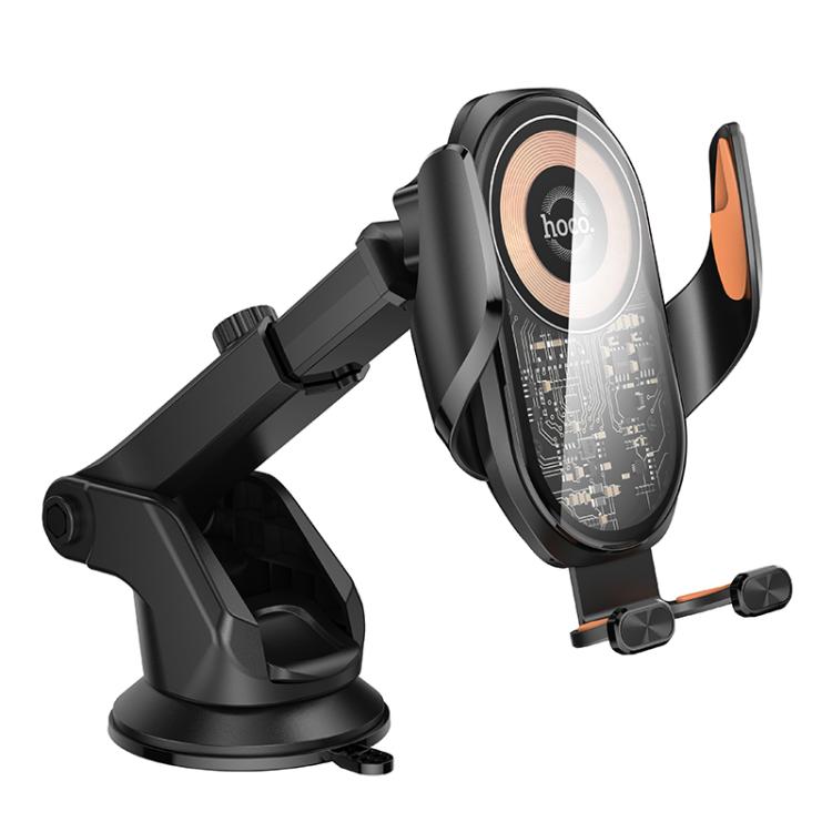 hoco HW34 Blue Whale Car Center Console 3-Axis Linkage Wireless Fast Charging Phone Holder