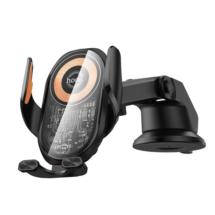 hoco HW34 Blue Whale Car Center Console 3-Axis Linkage Wireless Fast Charging Phone Holder