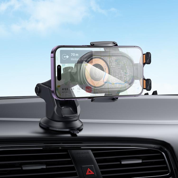 hoco HW34 Blue Whale Car Center Console 3-Axis Linkage Wireless Fast Charging Phone Holder